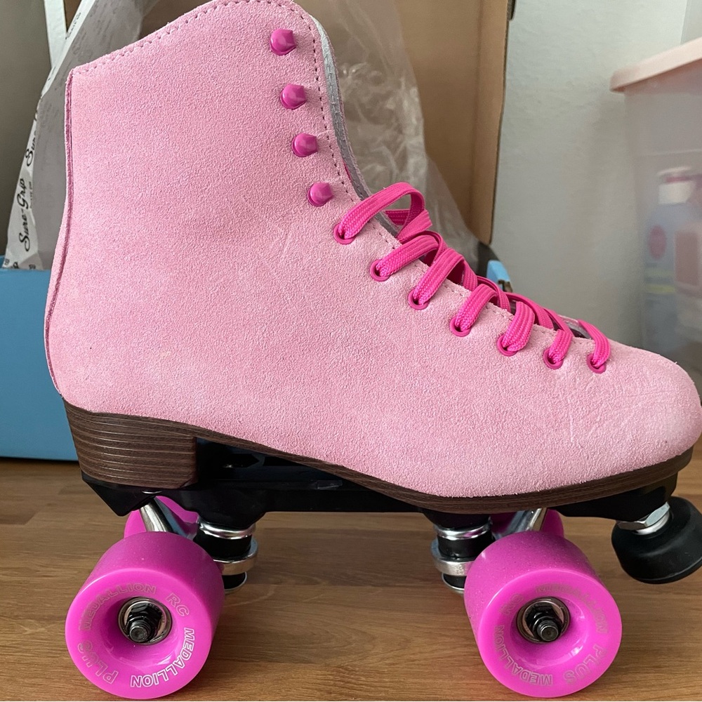 Pink Roller Skates with Hot Pink Wheels